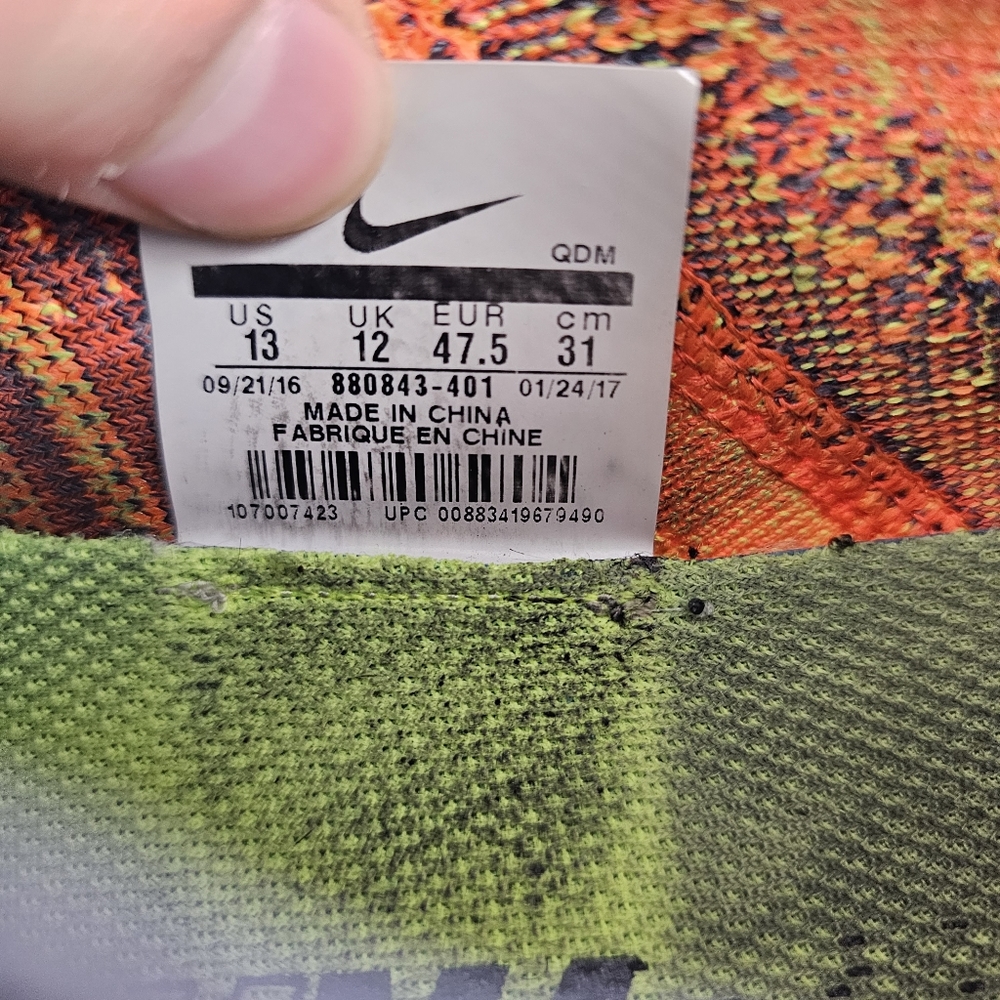 Nike Free RN Flyknit 2017 Men's Running Shoes Orange Grey 880843-401 Size 13 - Picture 9 of 9